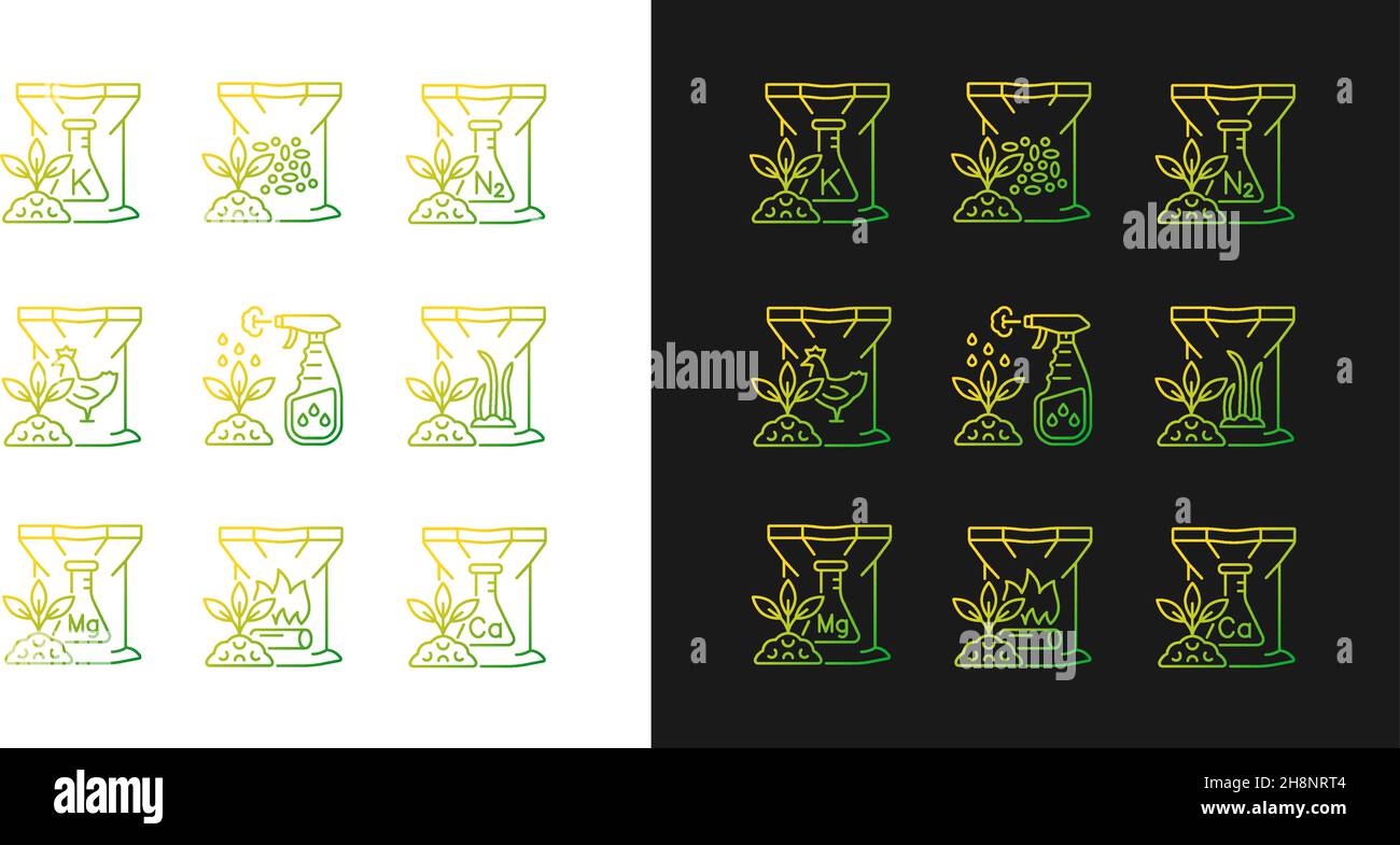 Granular fertilizers gradient icons set for dark and light mode Stock ...