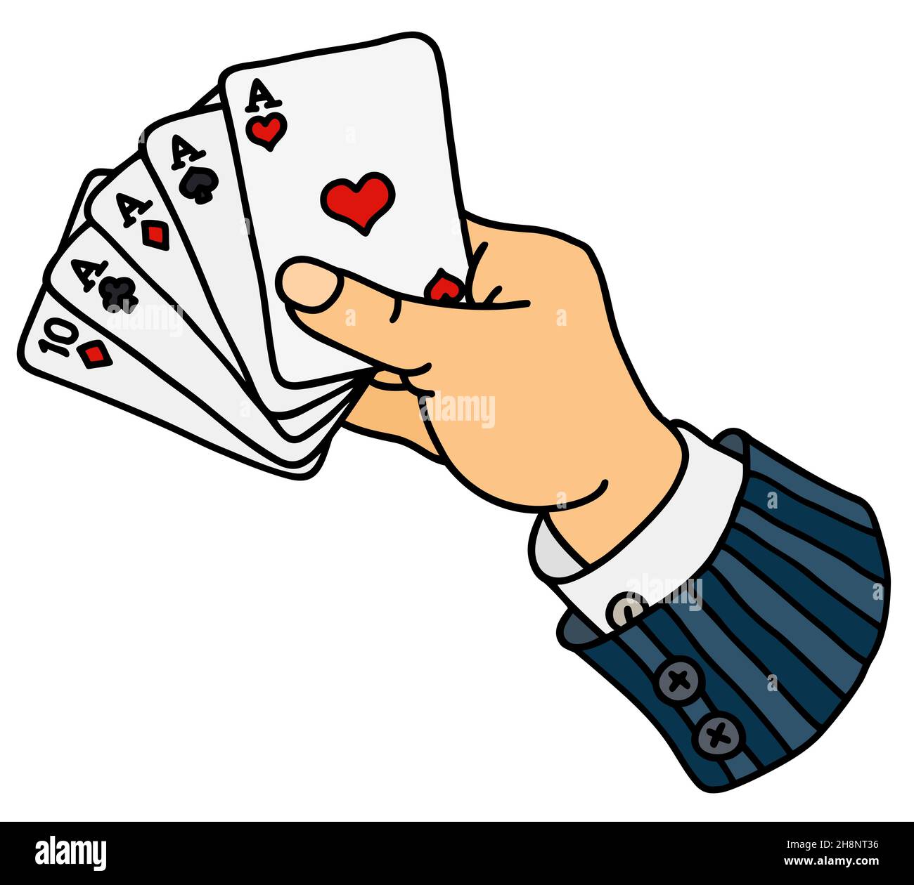 Hand drawing of funny poker cards in hand Stock Photo - Alamy