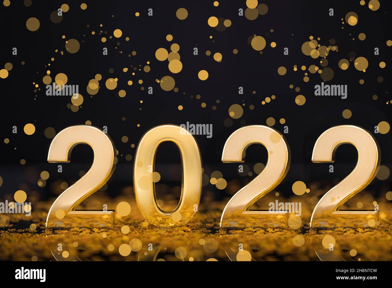 Happy New Year 2022 background with gold light background Stock ...