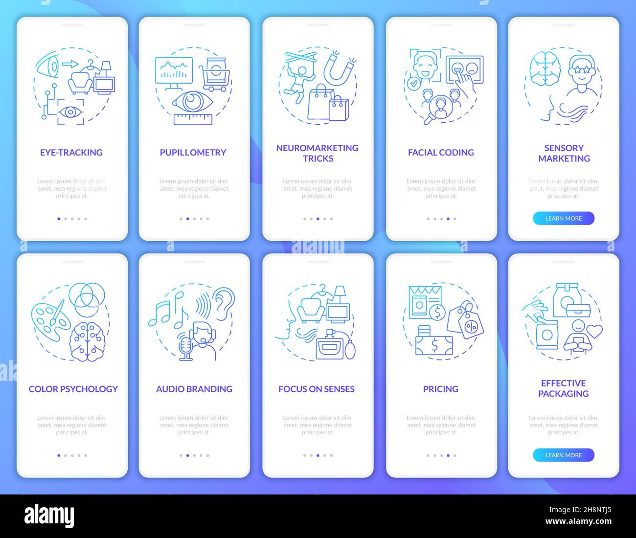 Neuroscience onboarding mobile app page screen Stock Vector