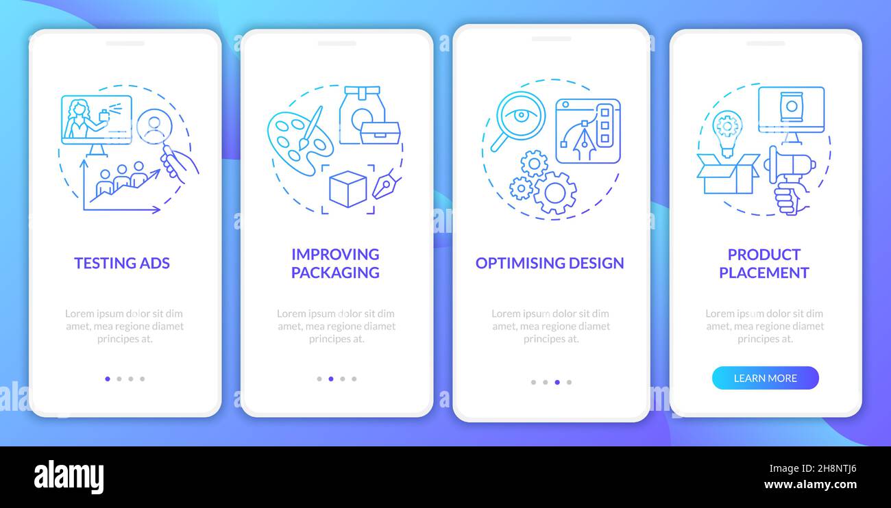 Neuroscience usage onboarding mobile app page screen Stock Vector