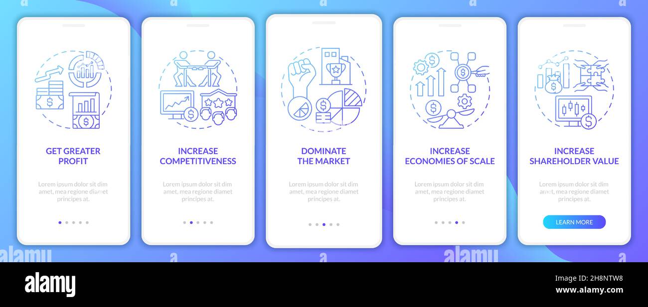 Importance of business expansion blue gradient onboarding mobile app ...