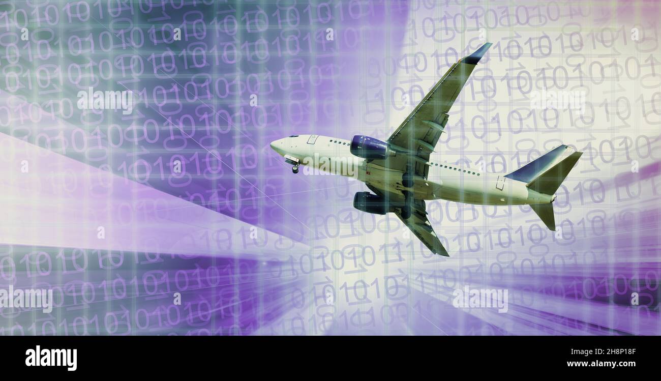 Airliner in motion on abstract background Stock Photo