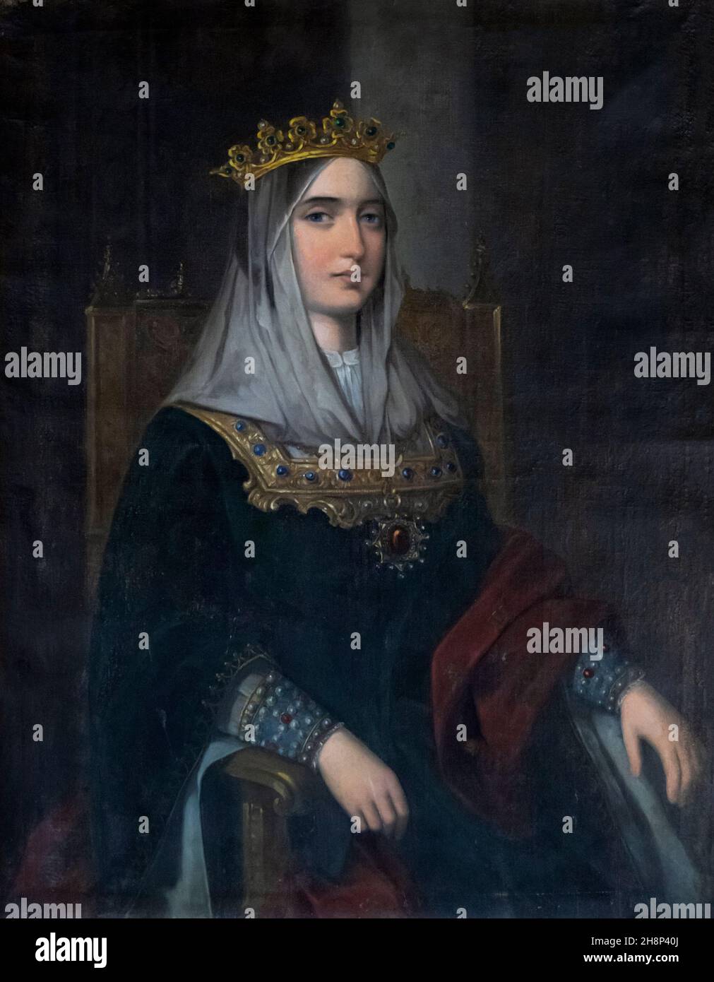 Isabella the Catholic, Isabel la Católica 1451 - 1504. Queen of Castile and of Aragon.  Romanticized painting by 19th century artist Jose Rosa.  La Ra Stock Photo