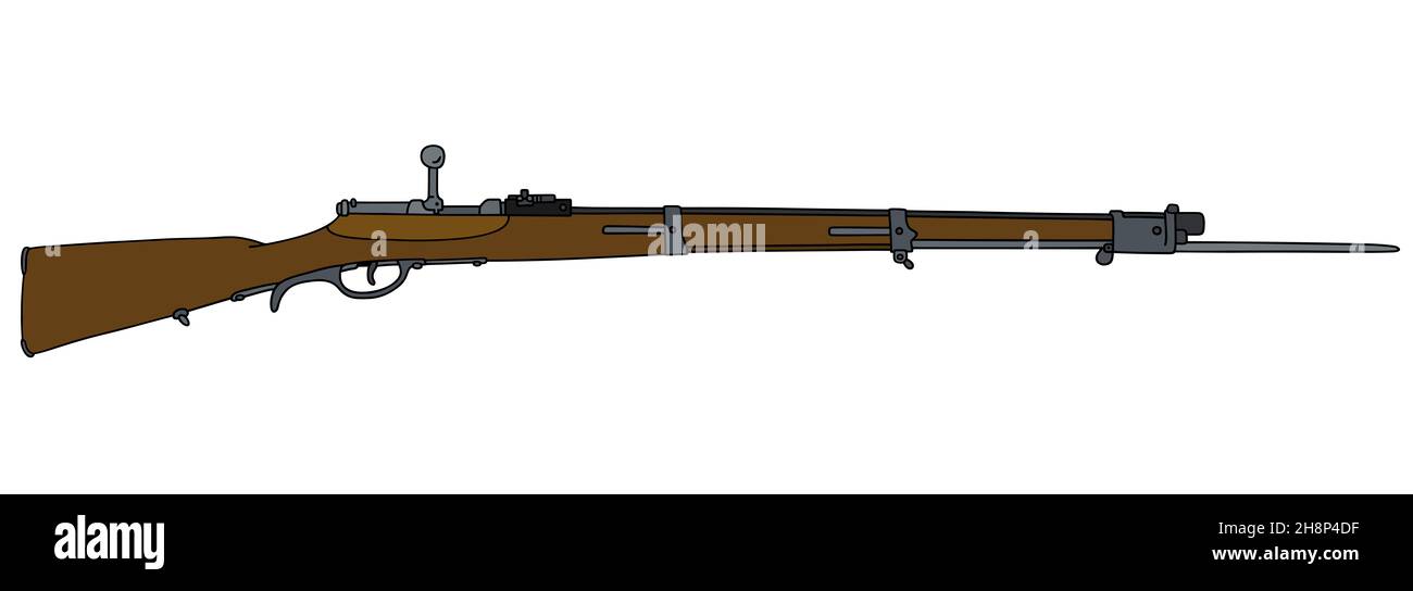 Hand drawing of a historical military rifle Stock Photo - Alamy