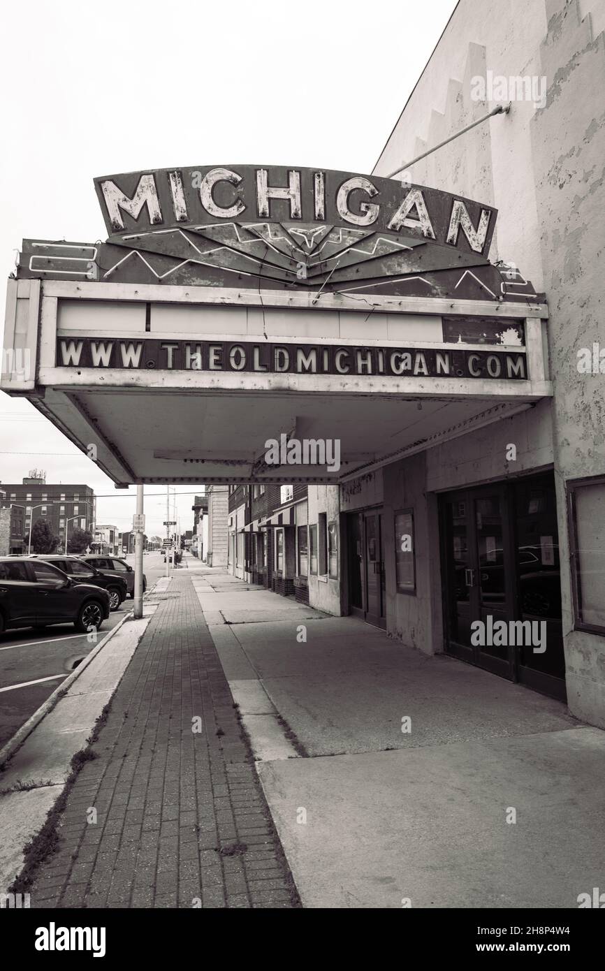 Escanaba, Michigan October 21, 2021 Retro neon sign forthe Old