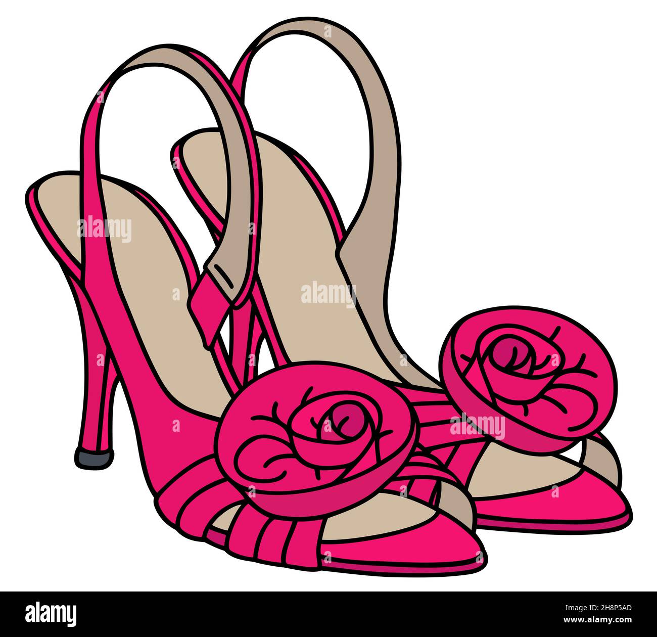 Hand drawing of pink sandals on high heel Stock Photo - Alamy