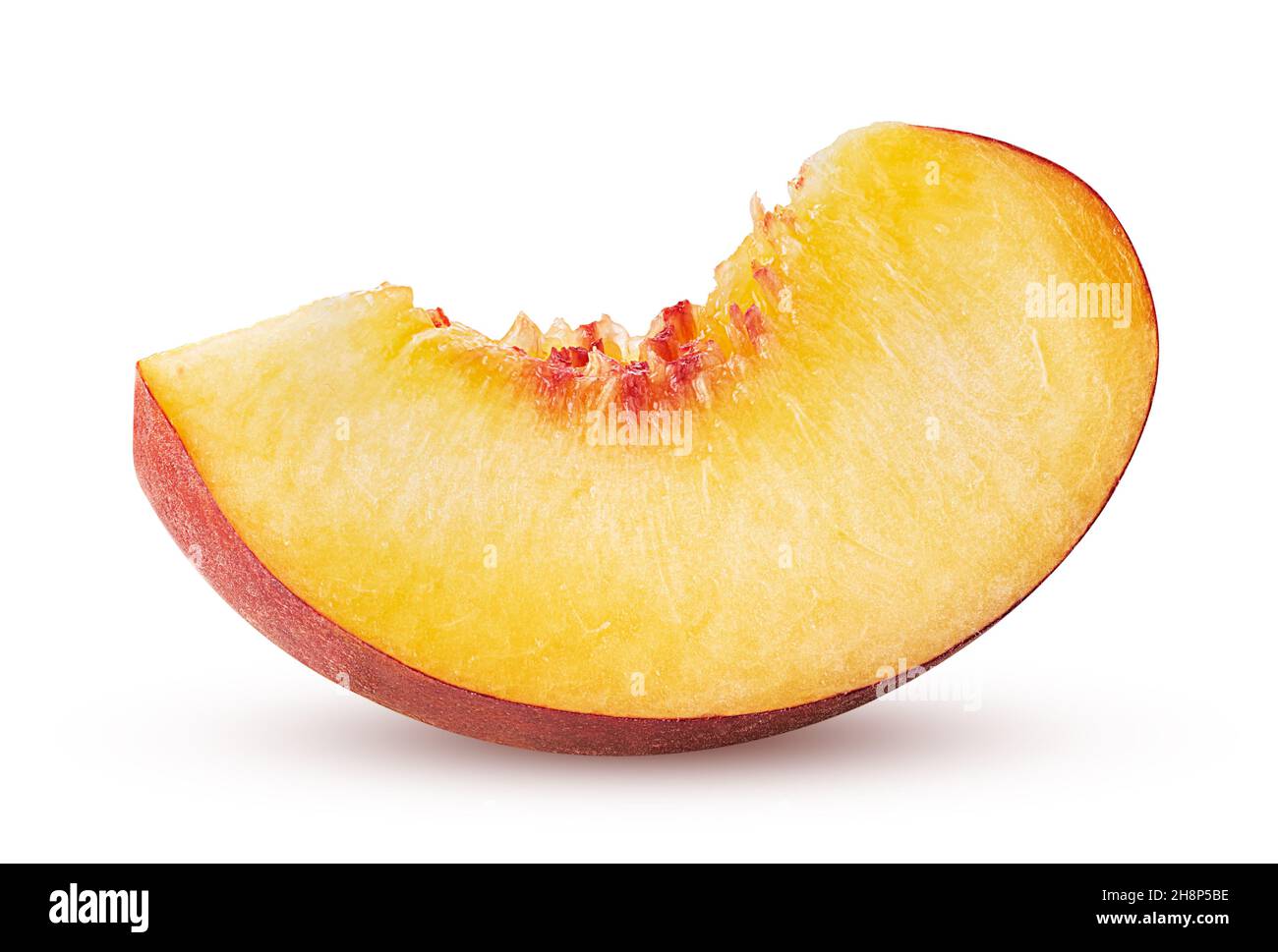 Ripe peach fruit slice isolated on white background. Clipping Path ...