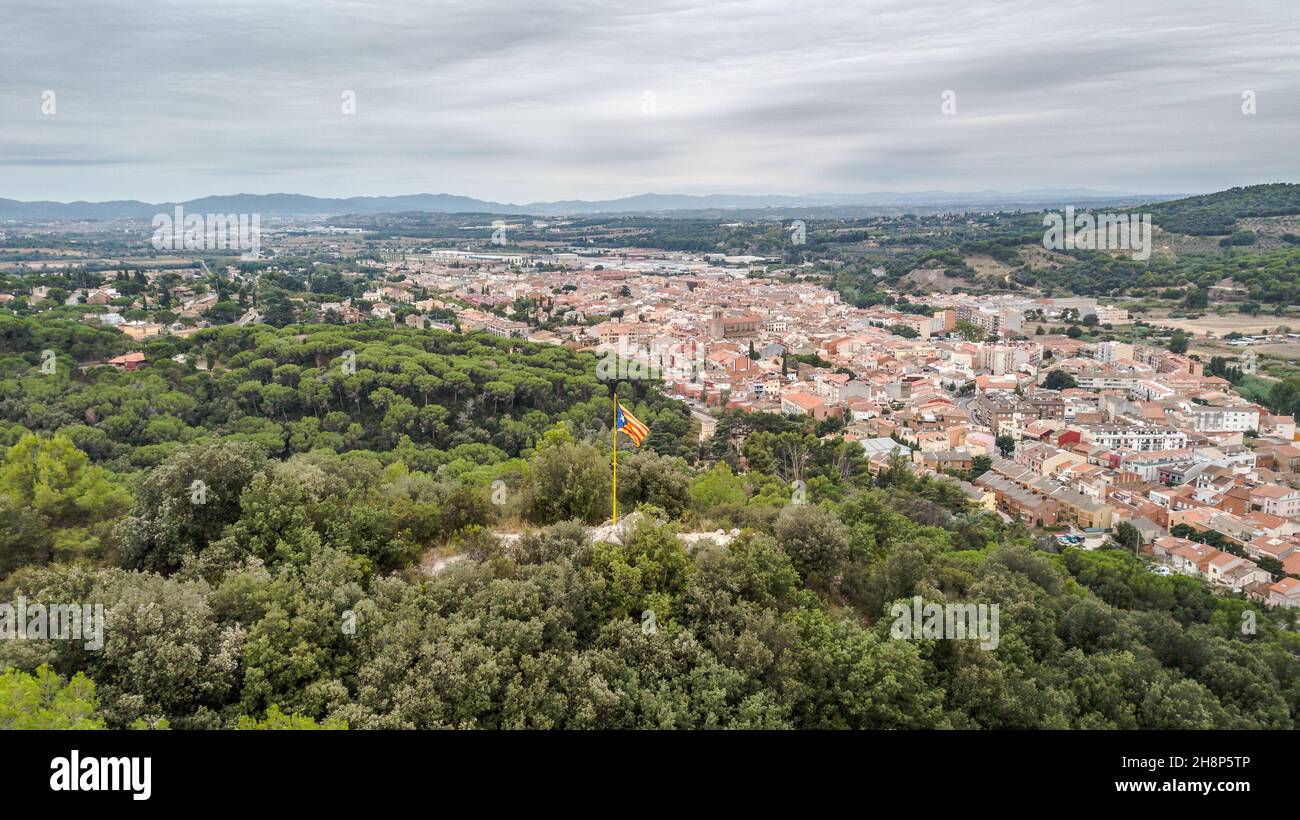 Aerial of the town in the mountains Stock Photo - Alamy