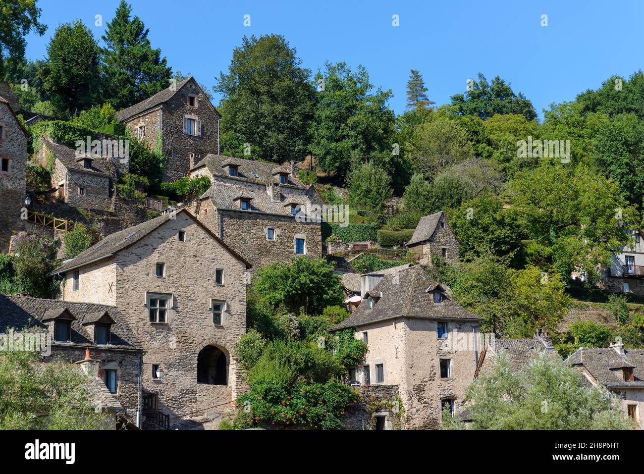 village de Belcastel (Aveyron). Village of Belcastel. Stock Photo