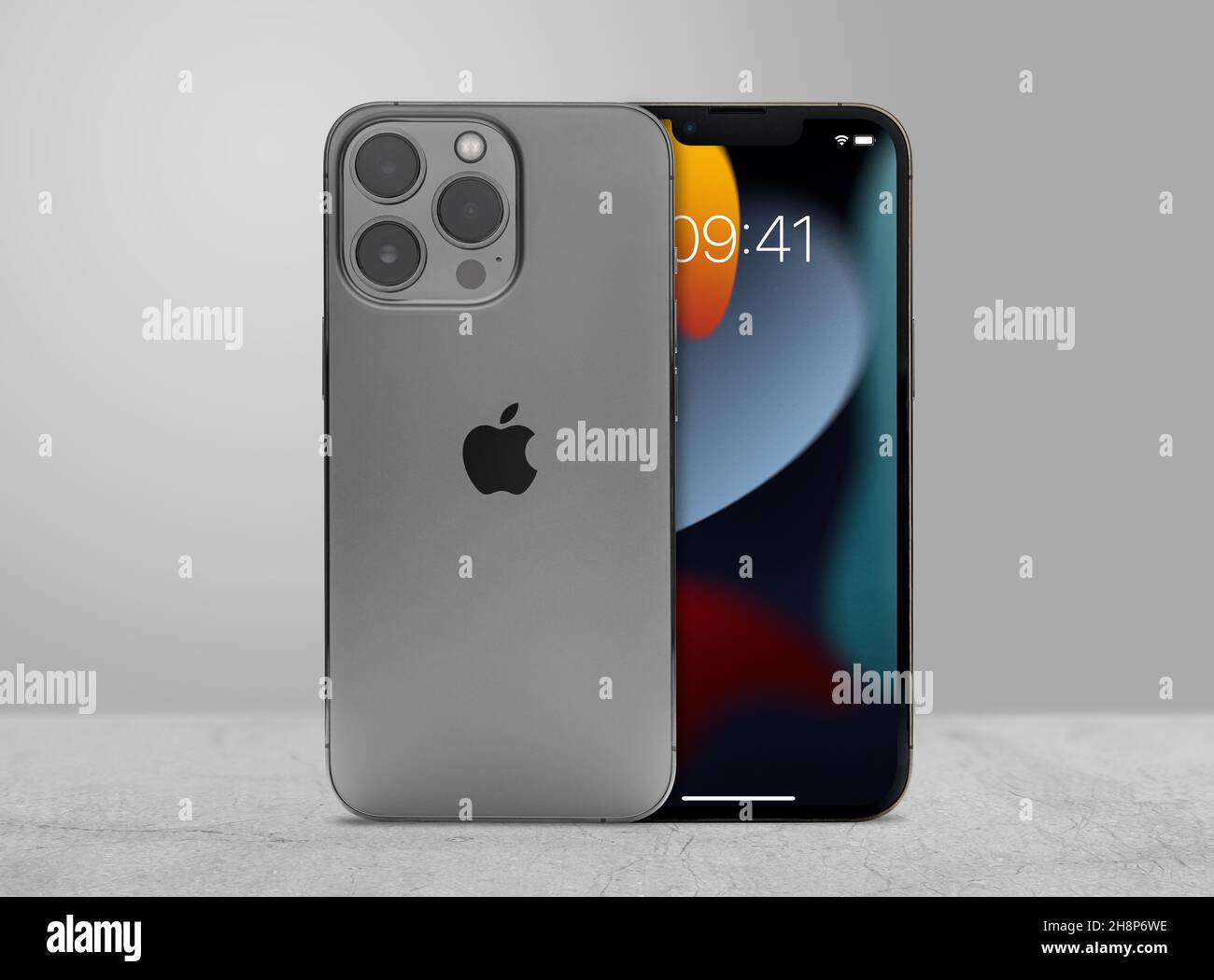 Antalya, Turkey - November 30, 2021: Newly released iphone 13 pro mockup set with back and front angles Stock Photo