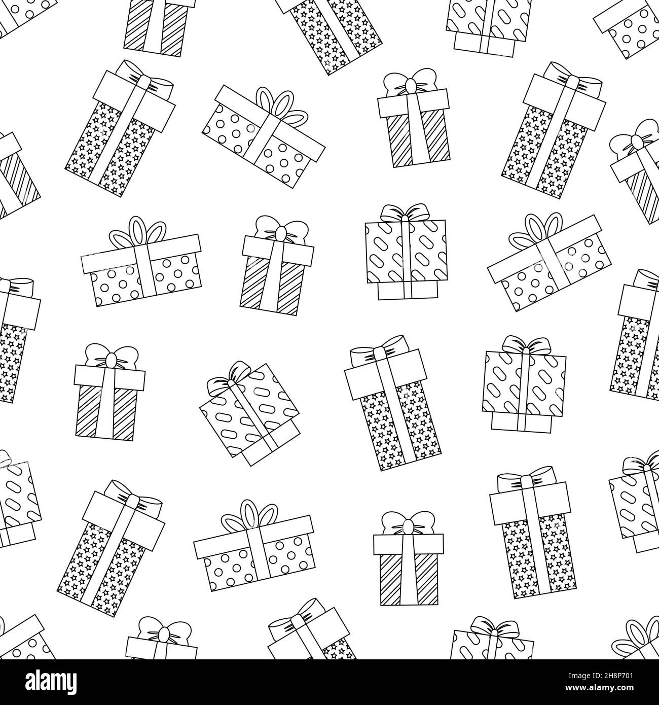 Seamless pattern black and white with contours of gifts Stock Vector ...