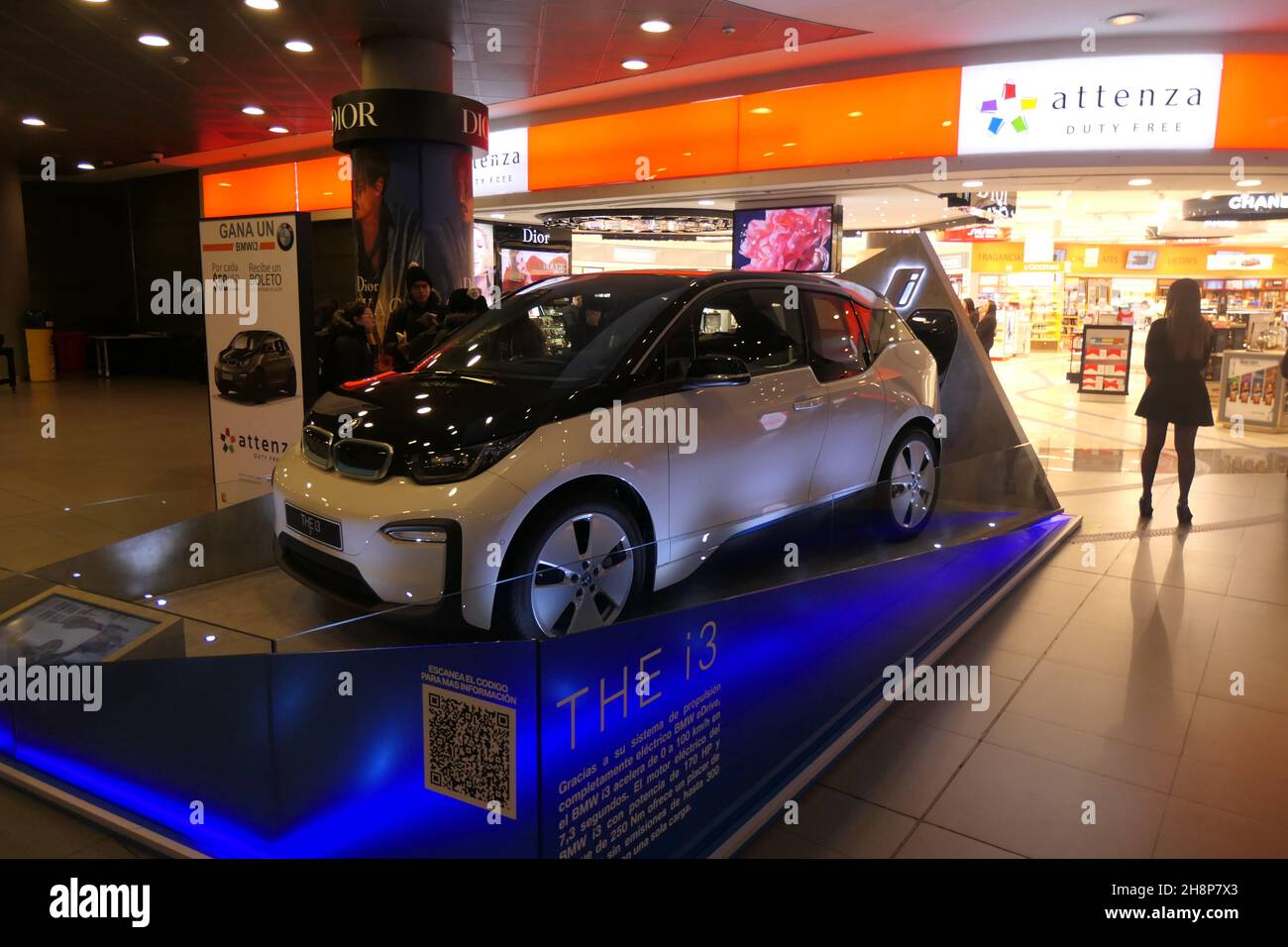 Bogota Columbia Airport Toyota electric car in airport building on show new car for sale sign