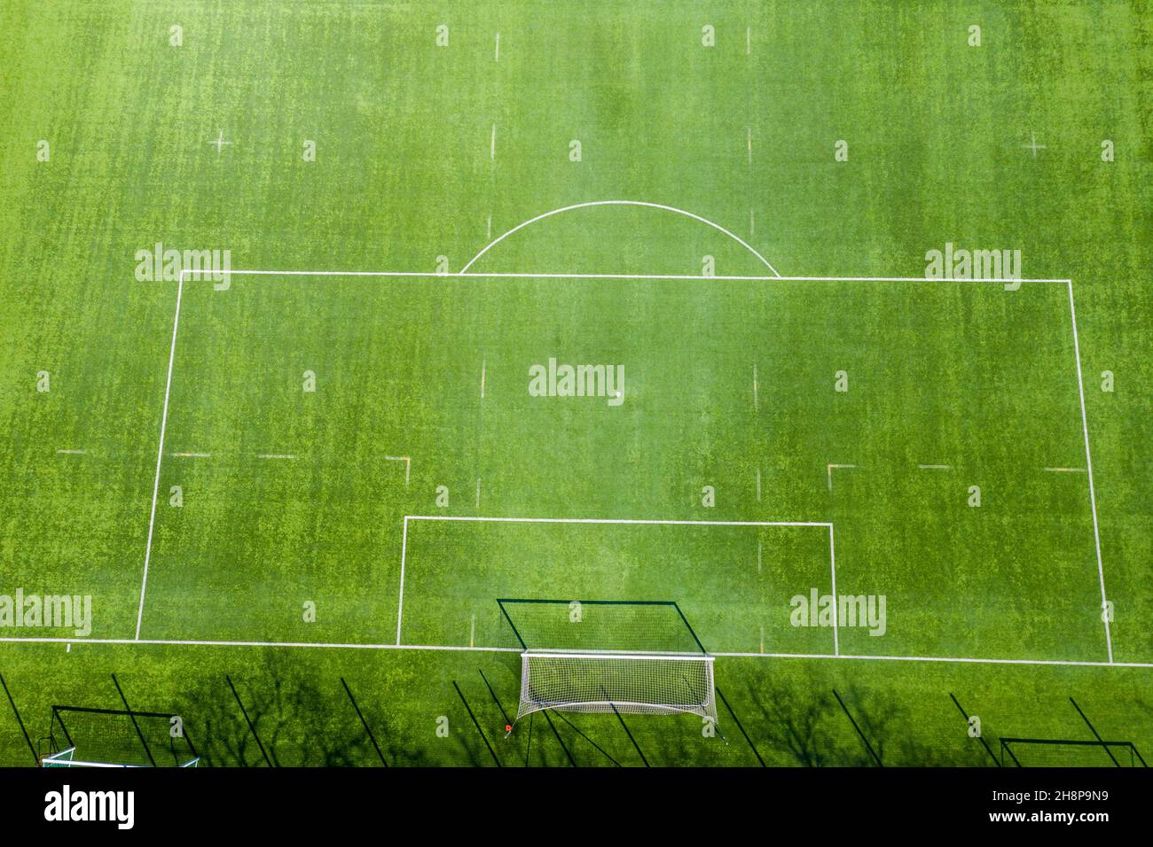 Aerial view of empty soccer field in Europe Stock Photo Alamy