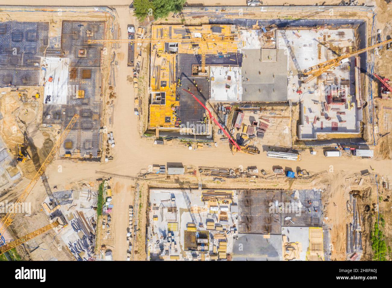 Aerial view of a new house building on a construction site Stock Photo ...