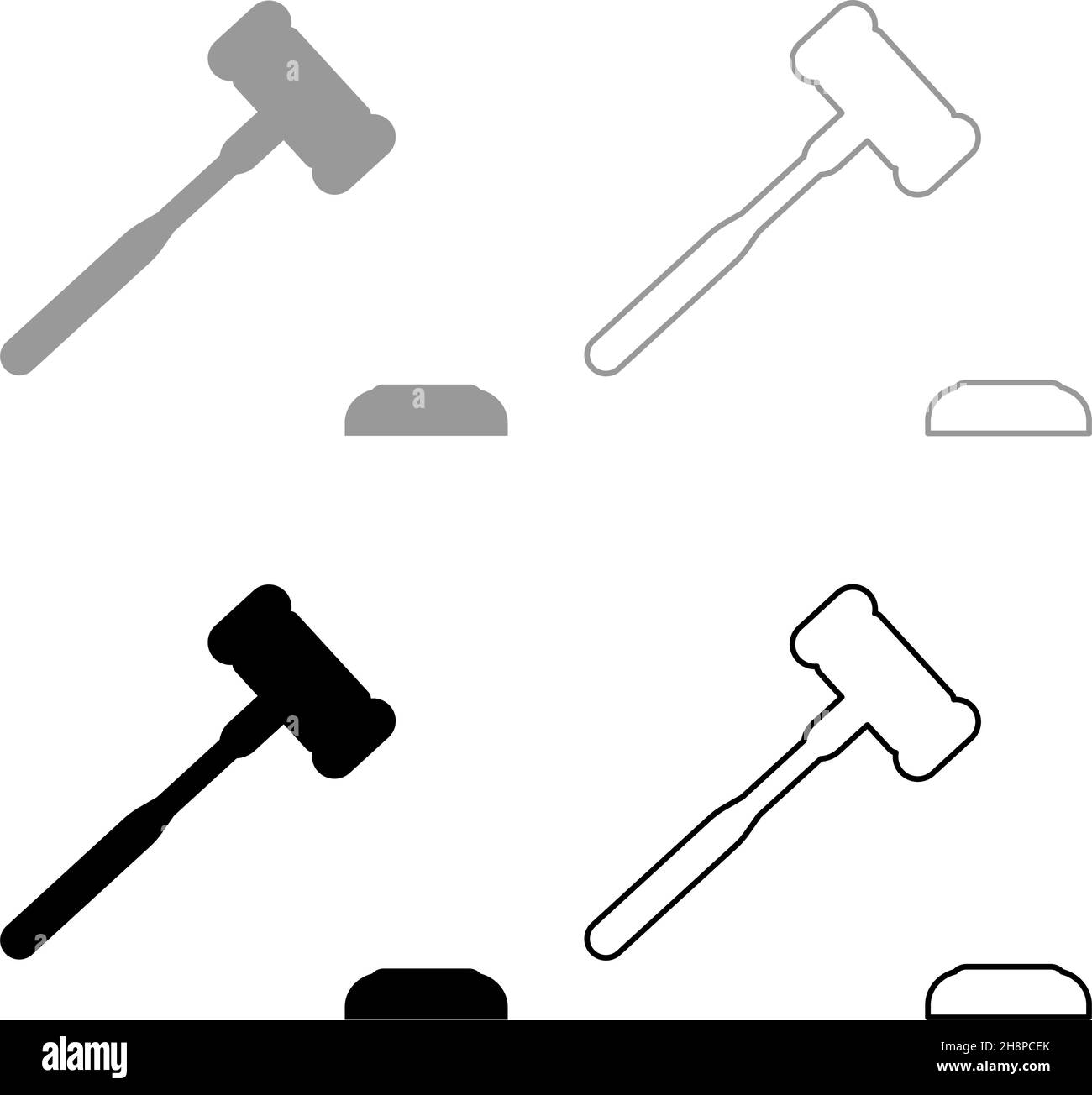 Gavel Hammer judge and anvil auctioneer concept set icon grey black