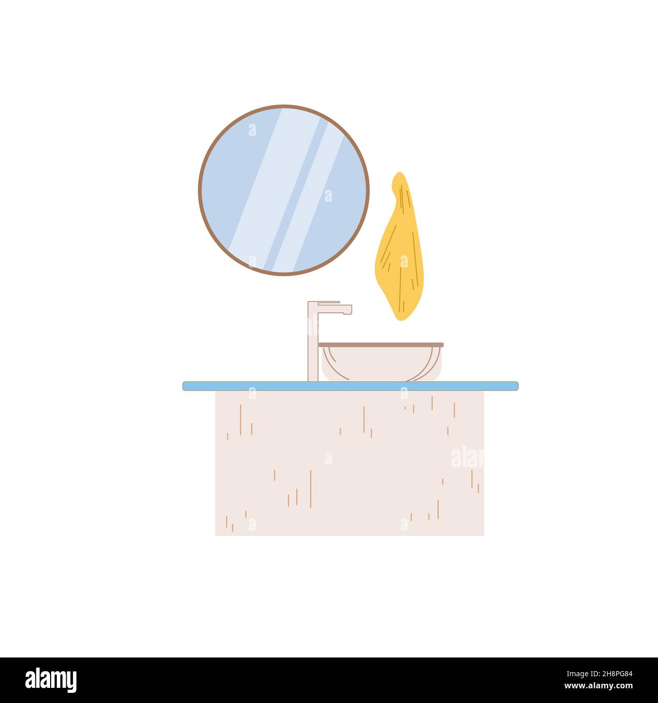 Flat cartoon bathroom cabinet with mirror,sink and faucet,home washroom ...