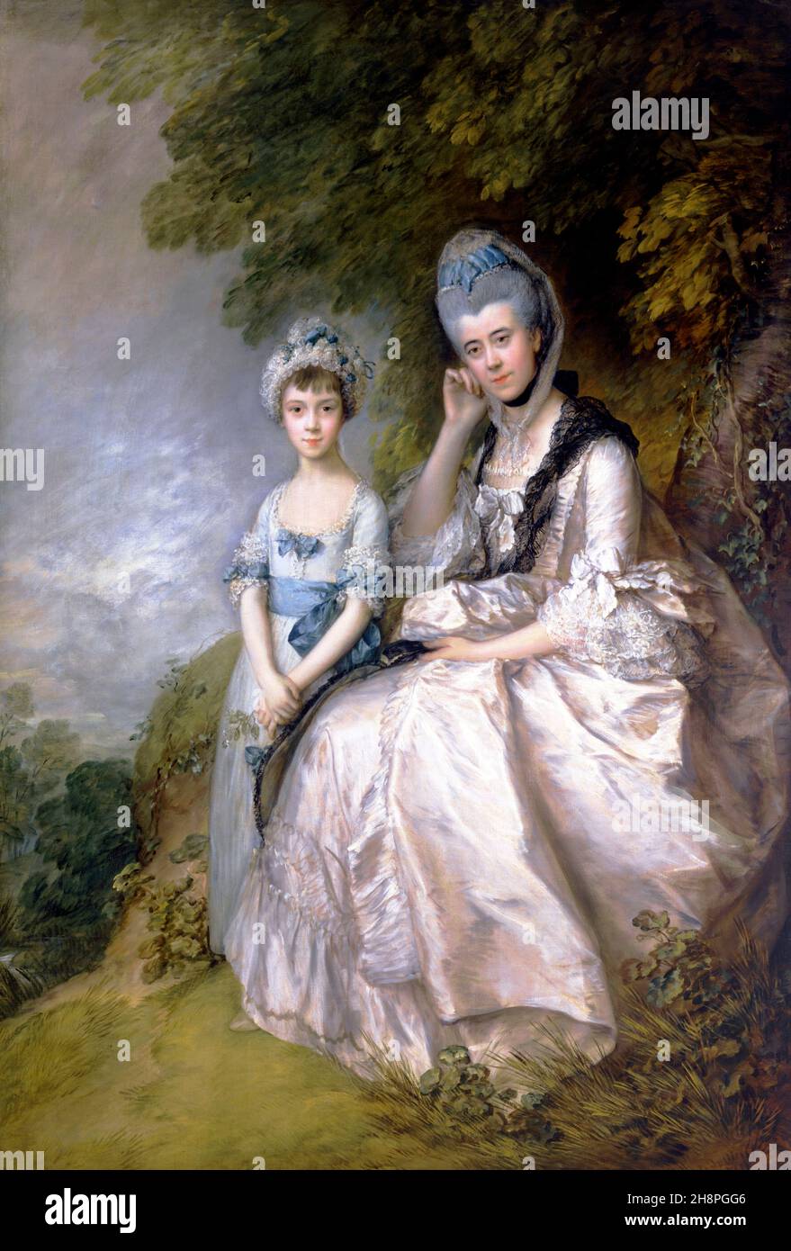 Hester, Countess of Sussex, and Her Daughter, Lady Barbara Yelverton by Thomas Gainsborough (1727-1788), oil on canvas, 1771 Stock Photo