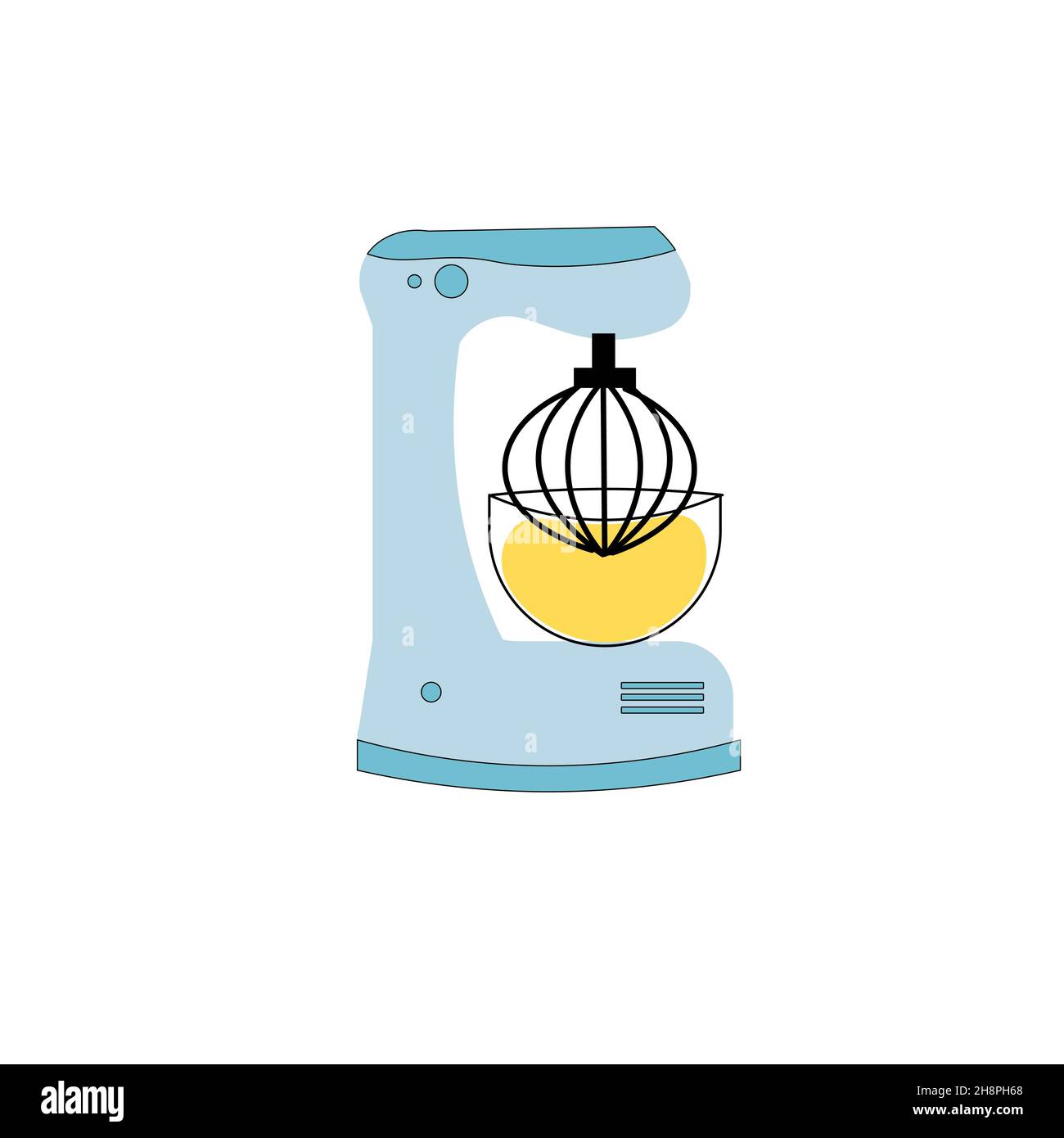 Flat cartoon food processor mixer,home kitchen appliances vector illustration concept Stock