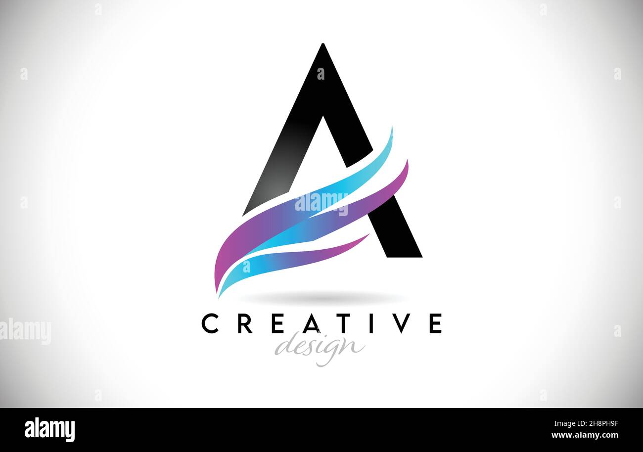 Letter A Logo with creative gradient swooshes. Creative elegant Letter ...