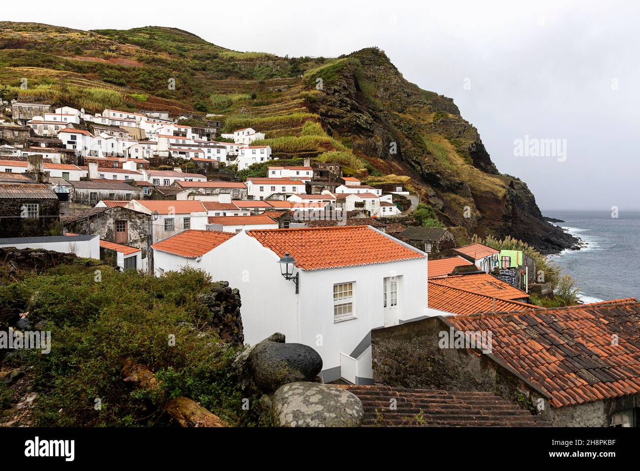 streets of Vila do Corvo, Corvo Island Azores Portugal Stock Photo