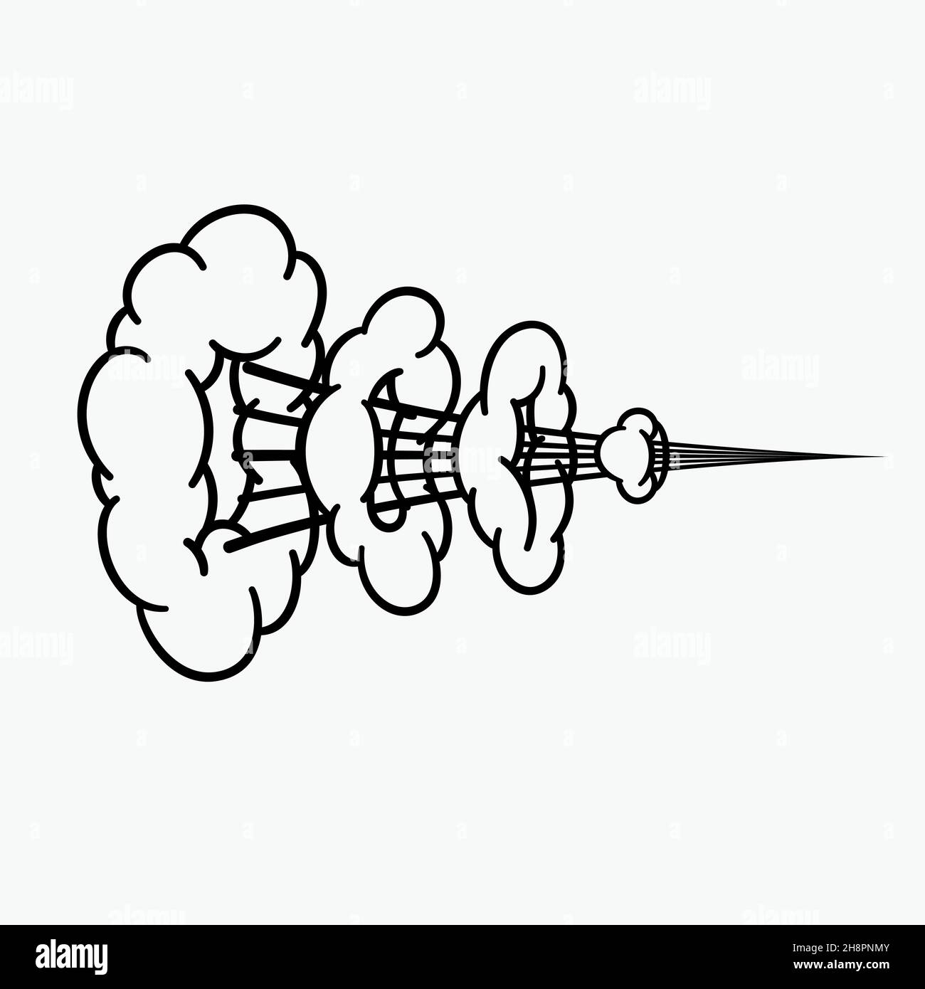 Comic clouds, cartoon vector clouds in line style isolated on light background. Stock Vector