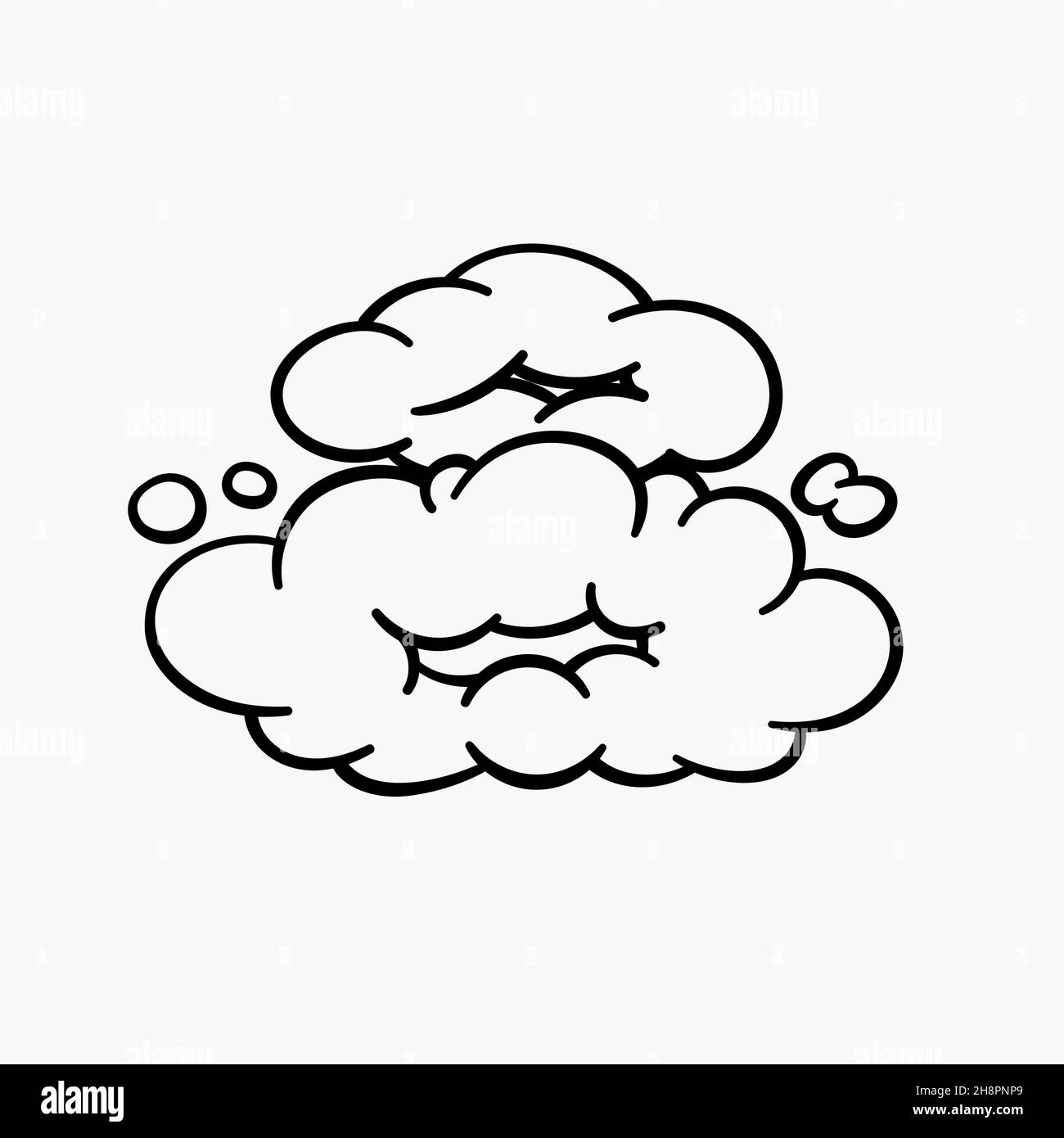 Comic clouds, cartoon vector clouds in line style isolated on light background. Stock Vector