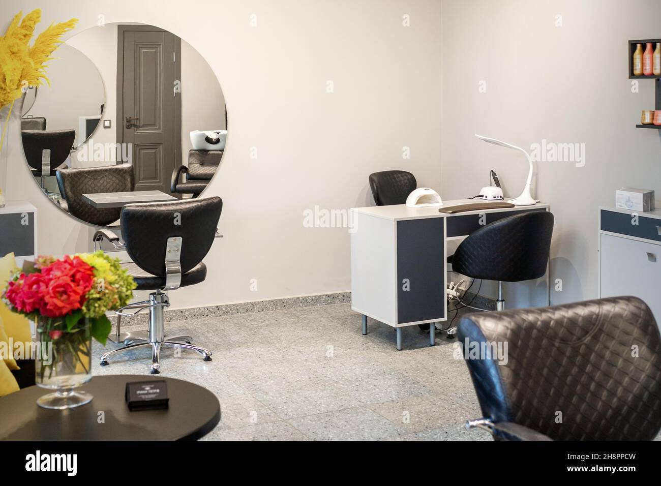 Interior of modern bright hair salon, manicure salon, or beauty salon Stock  Photo - Alamy