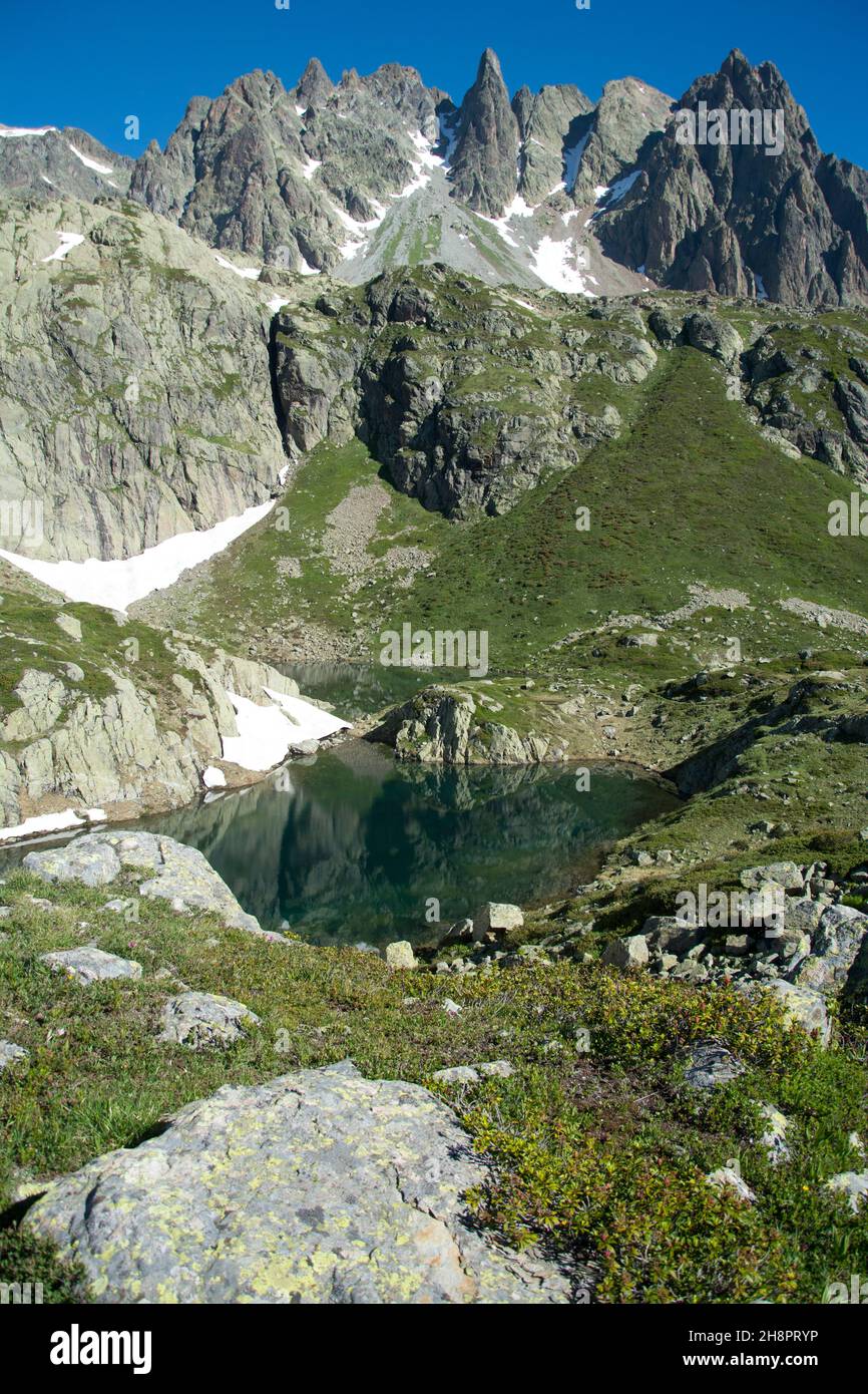 Die Lacs des Cheserys im französischen Mont-Blanc-Massiv Stock Photo