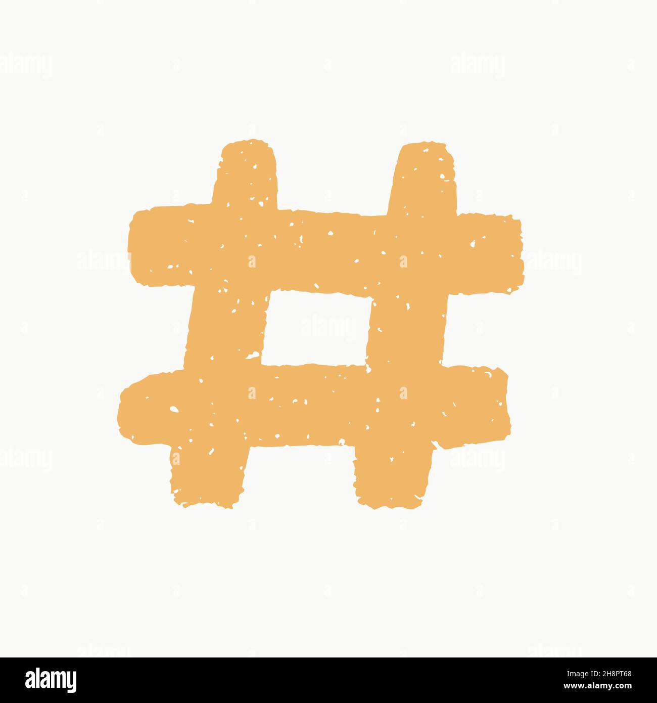 Hashtag, yellow ink painted tag icons on white background. Hand Drawn