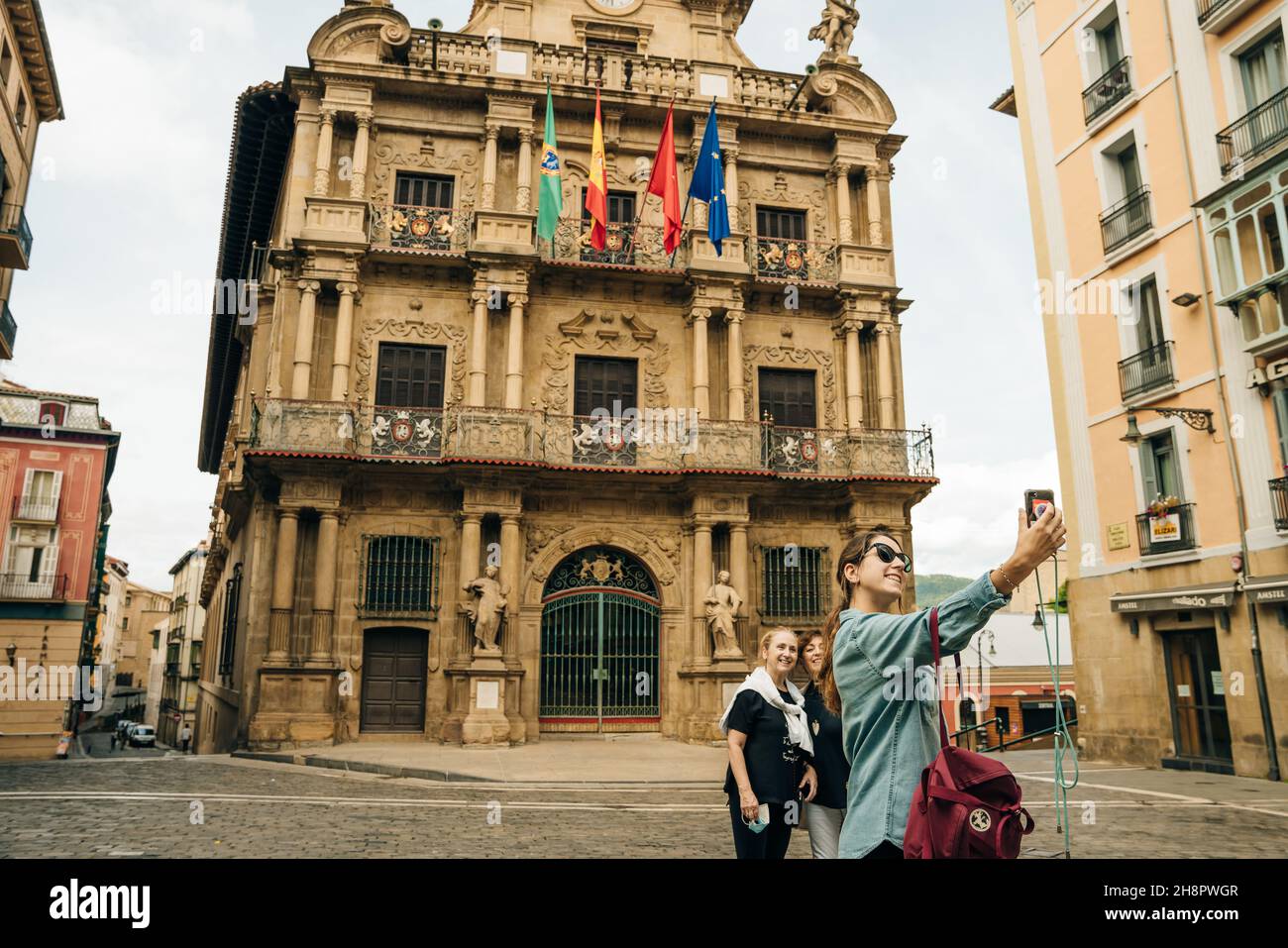 Pamplona City Hall has a beautiful facade where the Baroque and