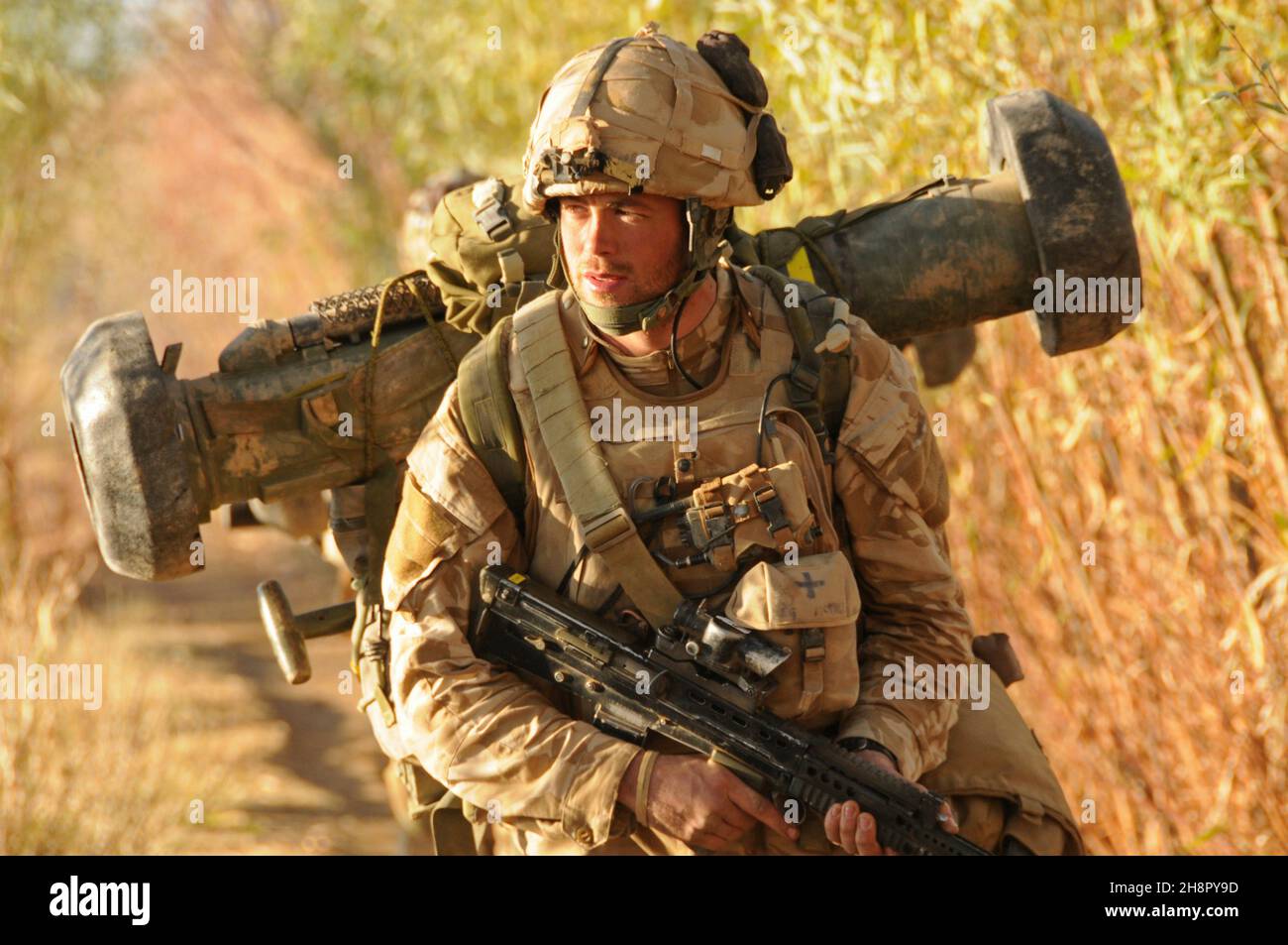 British Royal Marine commandos during Operation Sond Chara clearing Nad-e Ali District, Helmand province of insurgents December 29, 2008 in Lashkar Gah, Afghanistan. Stock Photo