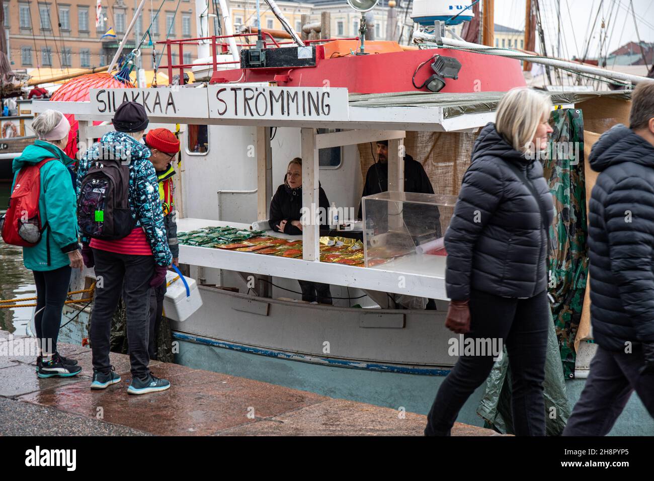 Traditional Baltic Herring Market of Fair in Helsinki, Finland Stock
