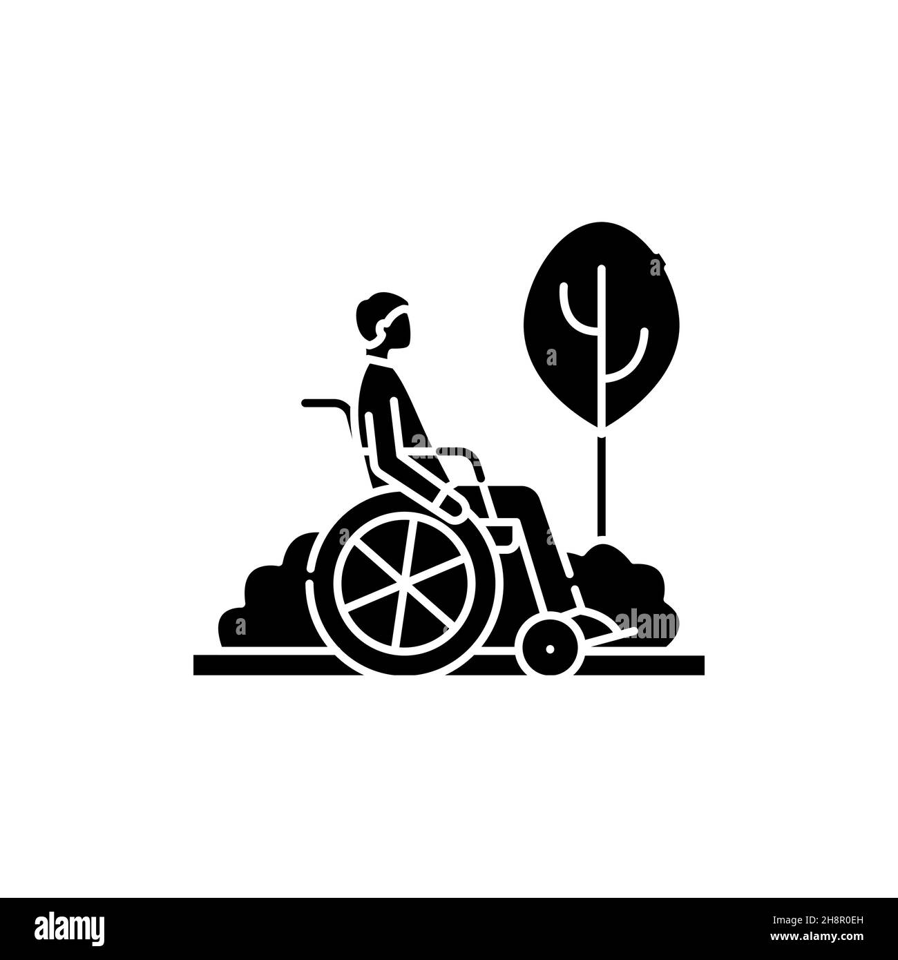 Disabled person for a walk color line icon. Disability. Isolated vector ...