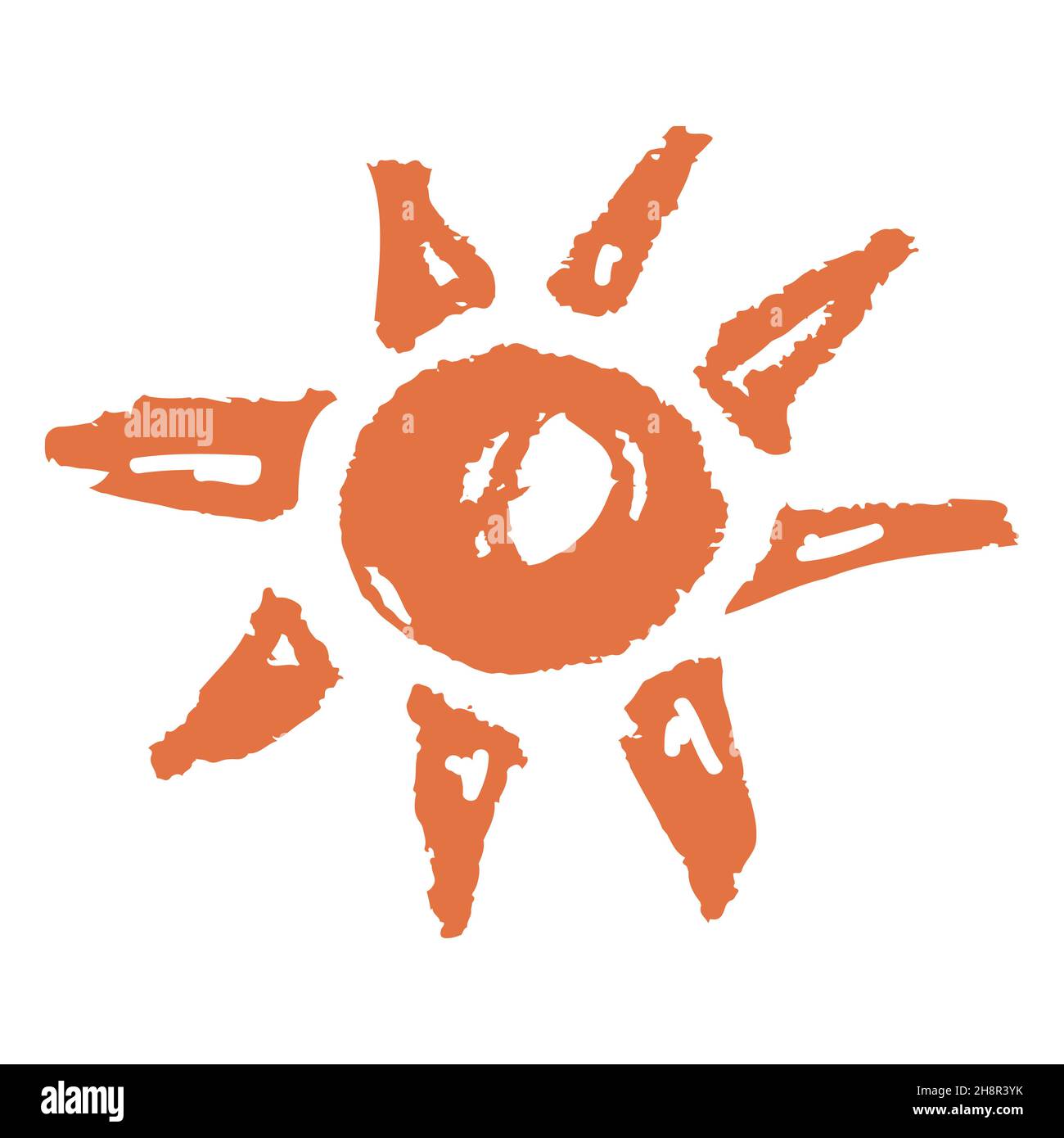 Vector illustration. Cute icon in hand draw style. Sun. Drawing with ...