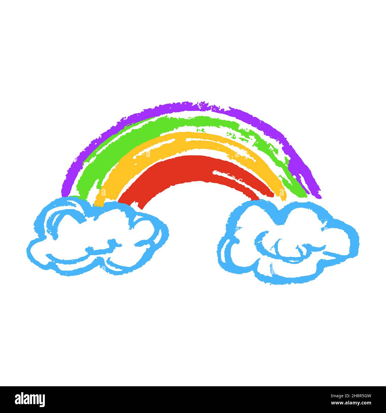 Rainbow. Icon in hand draw style. Drawing with wax crayons, colored chalk,  children's creativity. Vector illustration. Sign, symbol, pin, sticker  Stock Vector Image & Art - Alamy