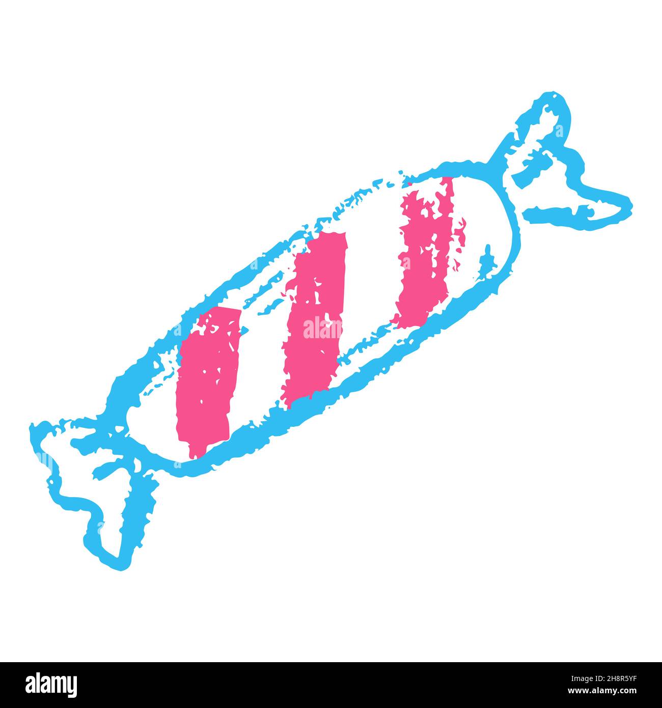 Icon in hand draw style. Candy. Drawing with wax crayons, children's