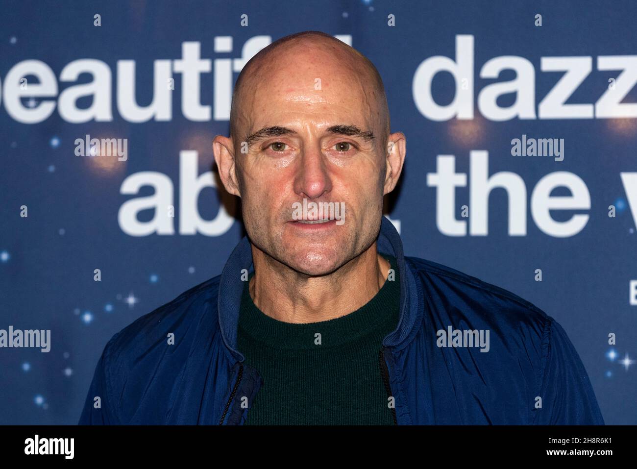 London, UK.  1 December 2021. Mark Strong, actor, arrives for the media night for the National Theatre and Trafalgar Theatre Production's tour of “The Curious Incident of the Dog in the Night-Time” at Troubadour Wembley Park Theatre. Credit: Stephen Chung / Alamy Live News Stock Photo