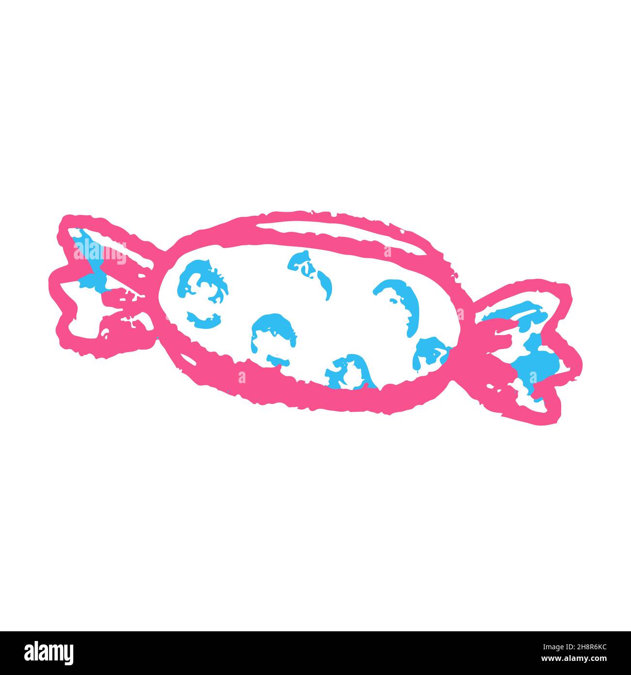 Icon in hand draw style. Candy. Drawing with wax crayons, children's