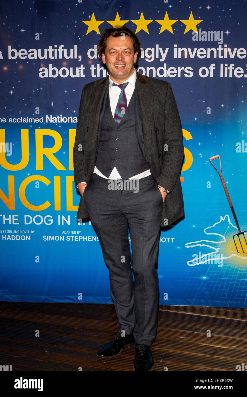 London, UK.  1 December 2021. Simon Stephens, playwright, arrives for the media night for the National Theatre and Trafalgar Theatre Production's tour of “The Curious Incident of the Dog in the Night-Time” at Troubadour Wembley Park Theatre. Credit: Stephen Chung / Alamy Live News Stock Photo