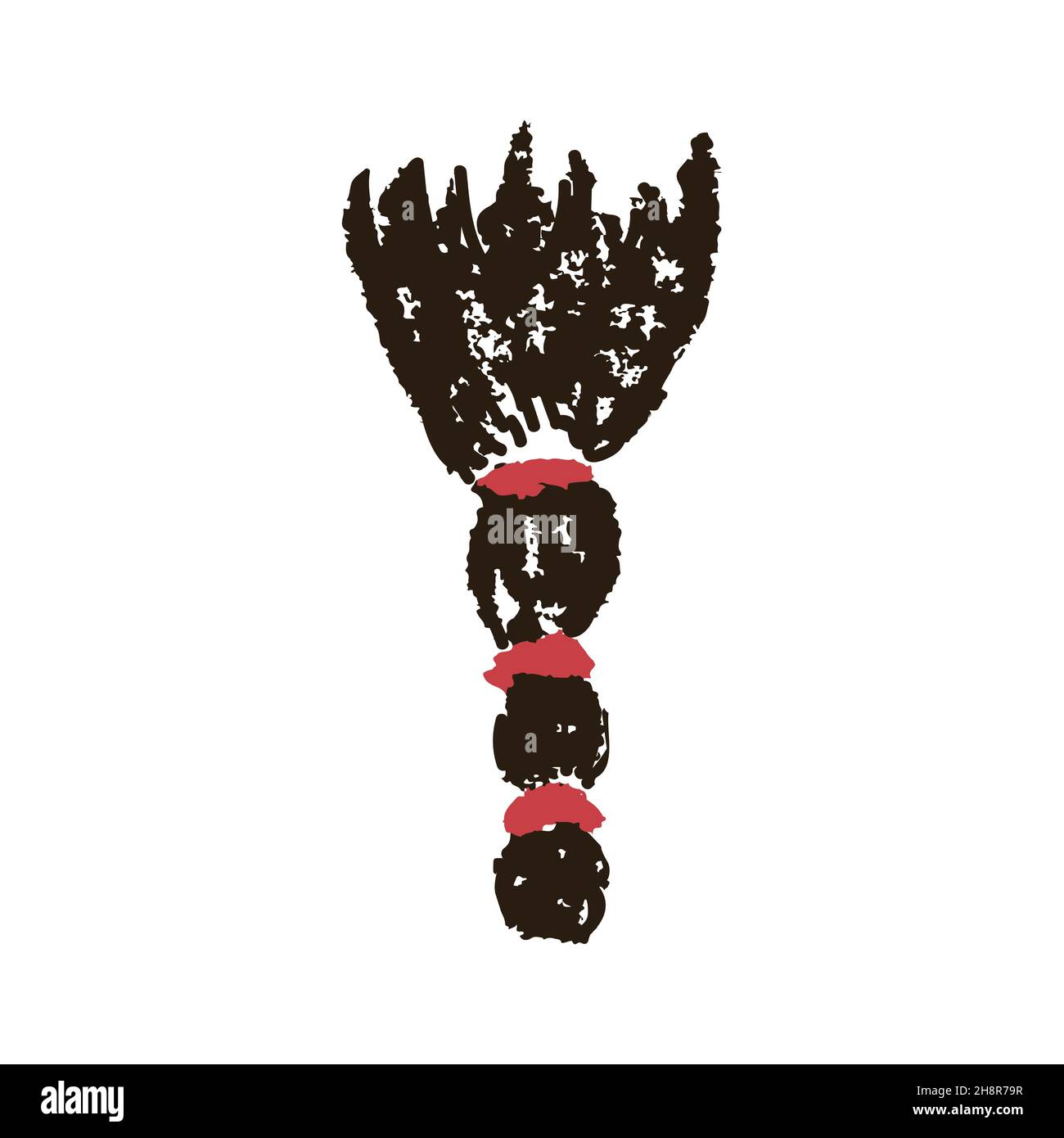 Broom. Icon in hand draw style. Drawing with wax crayons, colored chalk