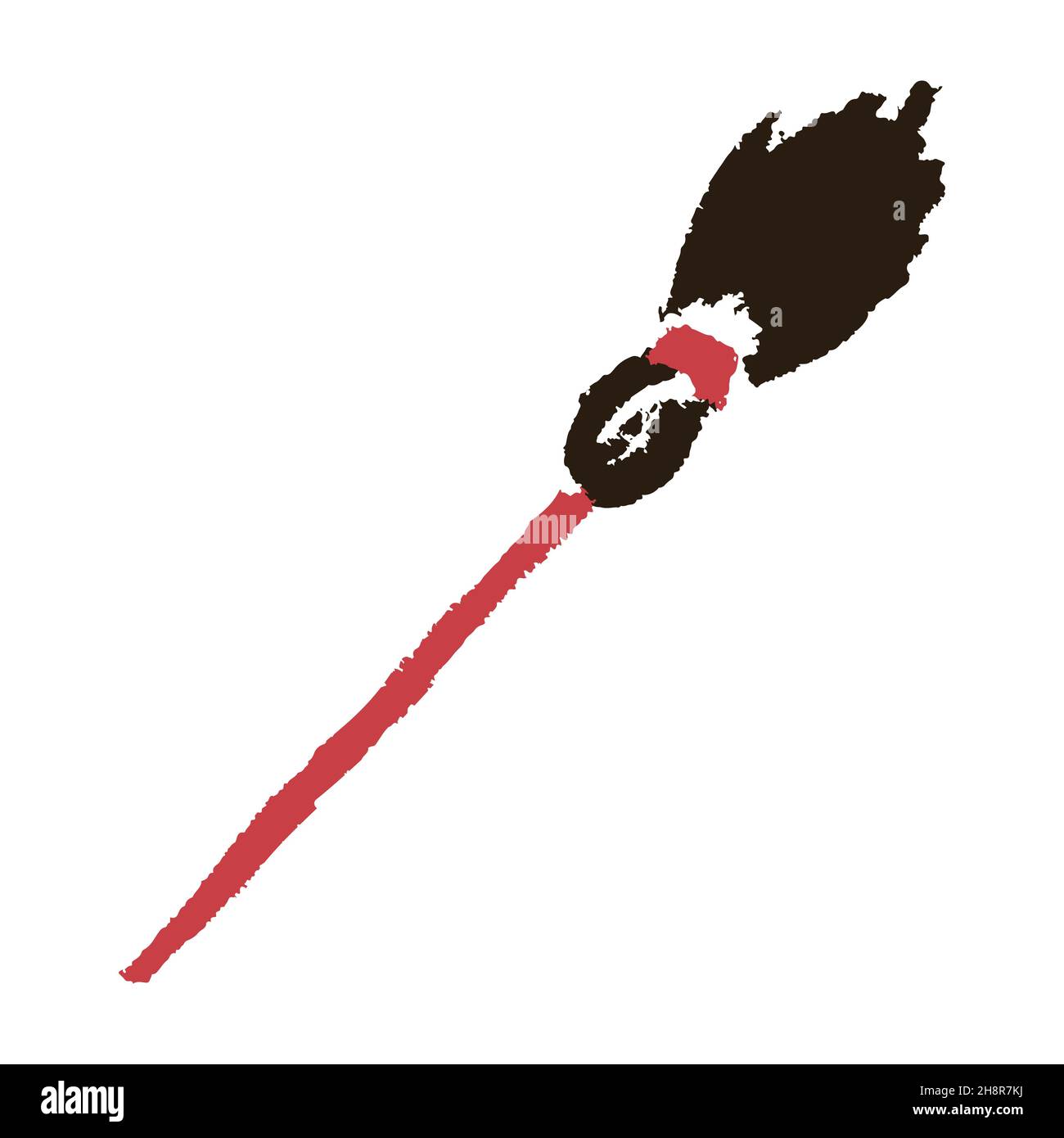 Broom. Icon in hand draw style. Drawing with wax crayons, colored chalk