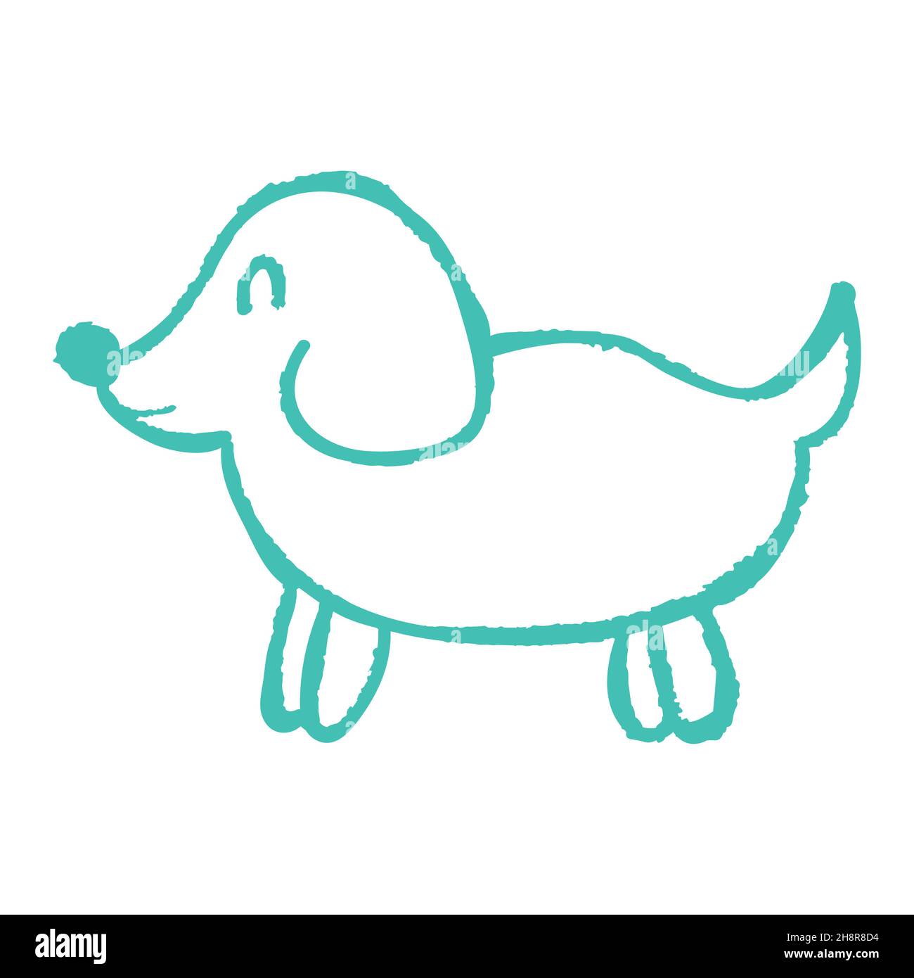 Dog. Icon in hand draw style. Drawing with wax crayons, colored chalk