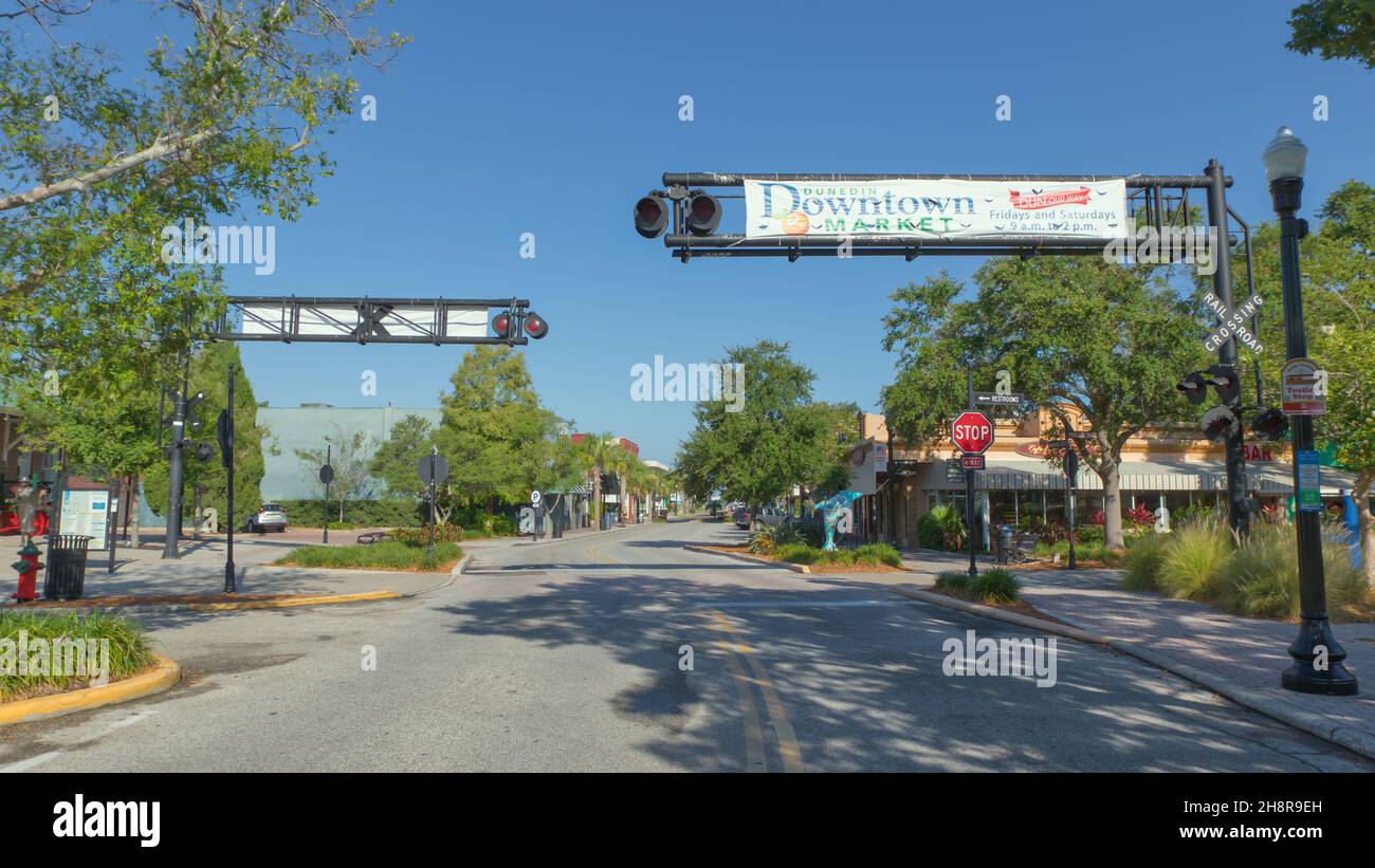 Downtown Dunedin, Florida street view Stock Photo
