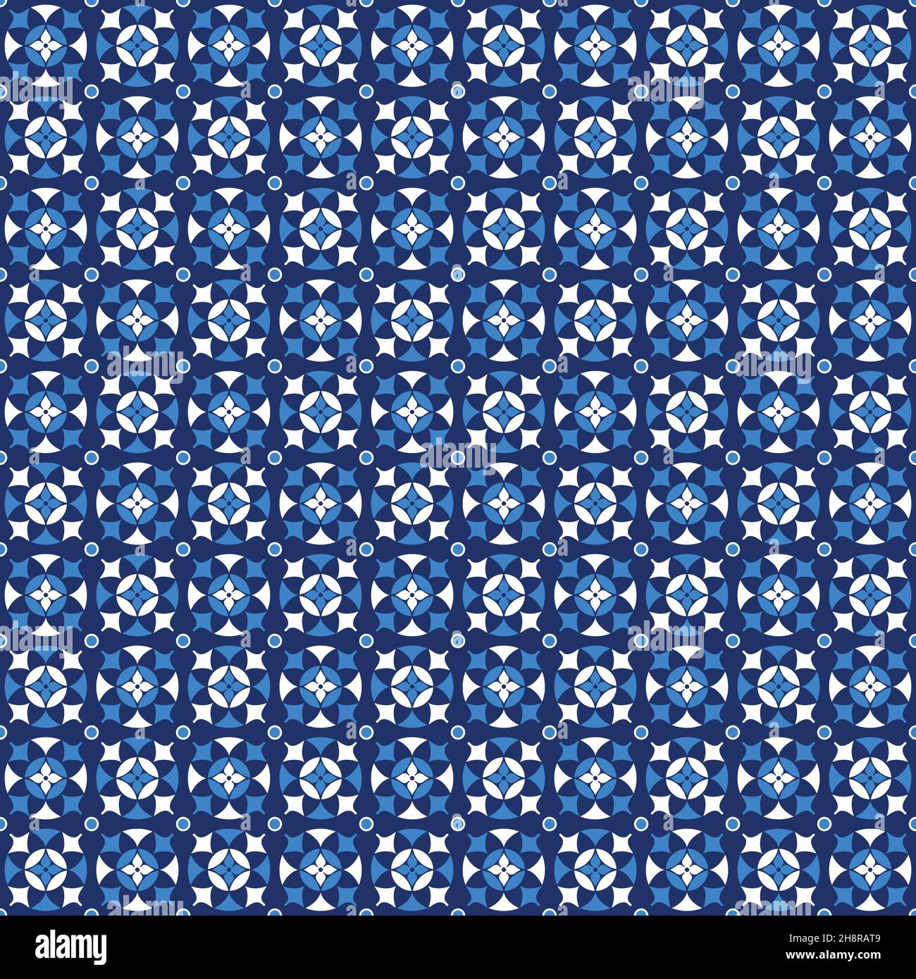 Seamless blue damask floral geometric pattern wallpaper. Vector format ...