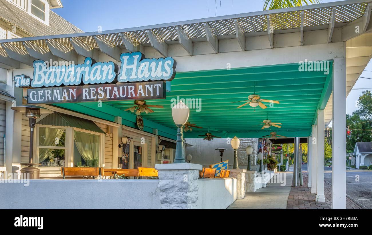 German restaurant in quaint town of Mount Dora, Florida Stock Photo Alamy
