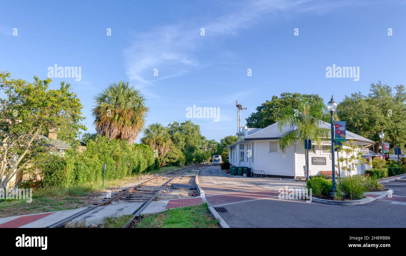 Historic train station in downtown Mount Dora, Florida Stock Photo Alamy