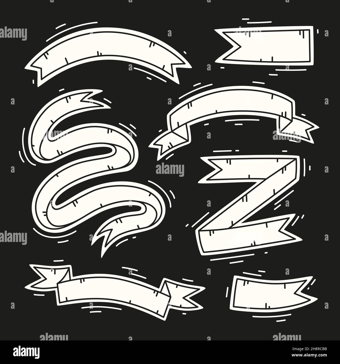 Set of white ribbon banners. Vector hand drawn ribbons Stock Vector ...