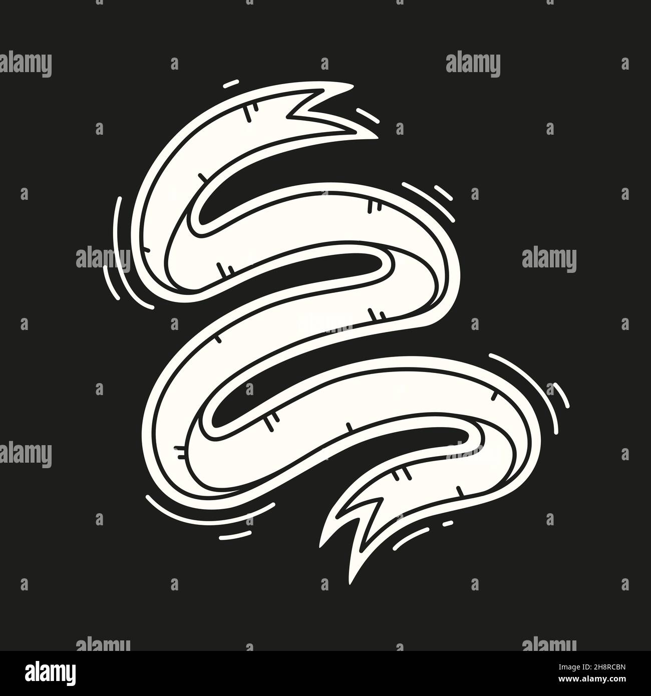 White ribbon banner. Vector hand drawn ribbon Stock Vector Image & Art ...