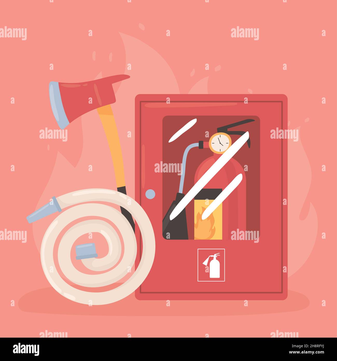 fire extinguisher hose and axe Stock Vector Image & Art - Alamy